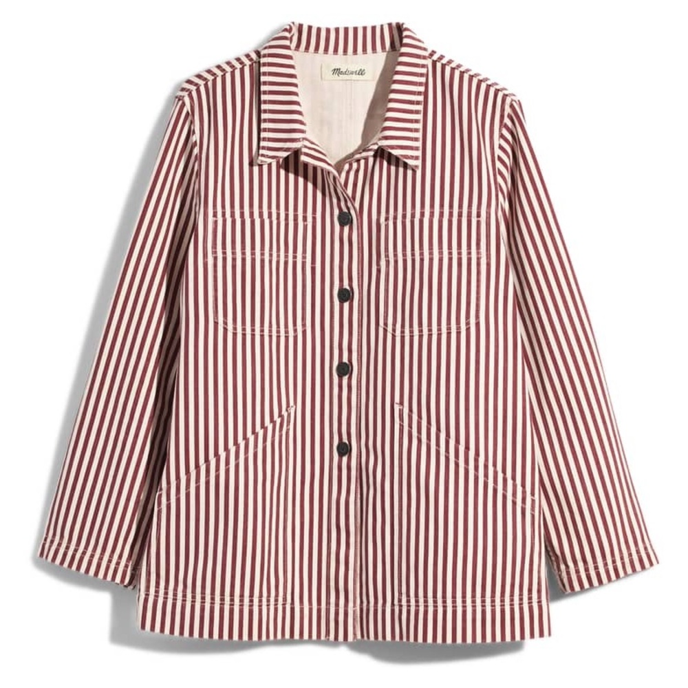 Madewell Denim Patch Pocket Chore Coat in Stripe